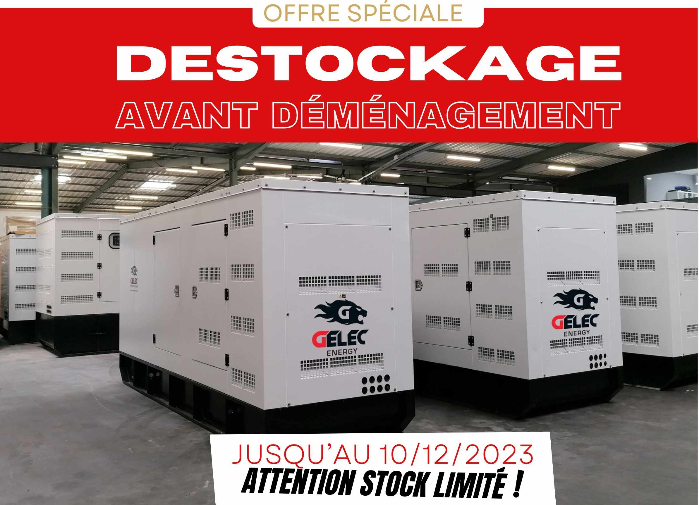Destockage de groupes électrogènes Gelec avant déménagement